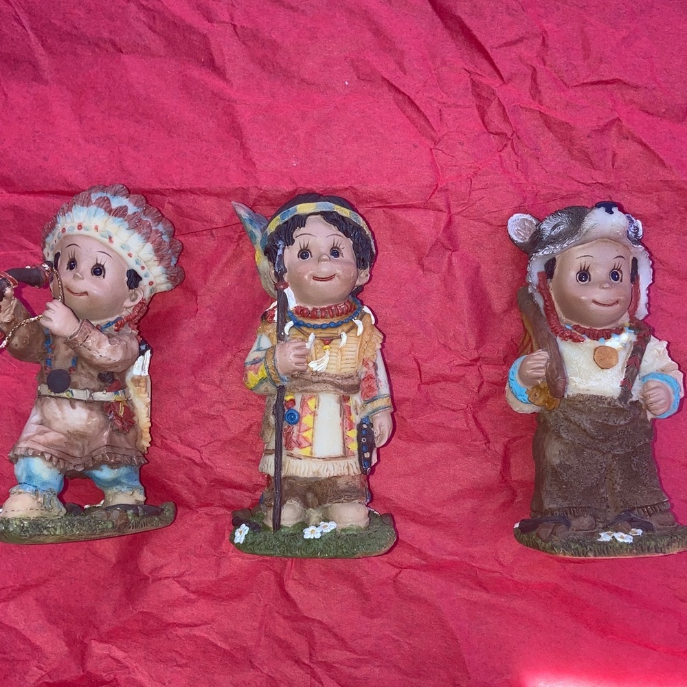 Set of Three Native American Figurines